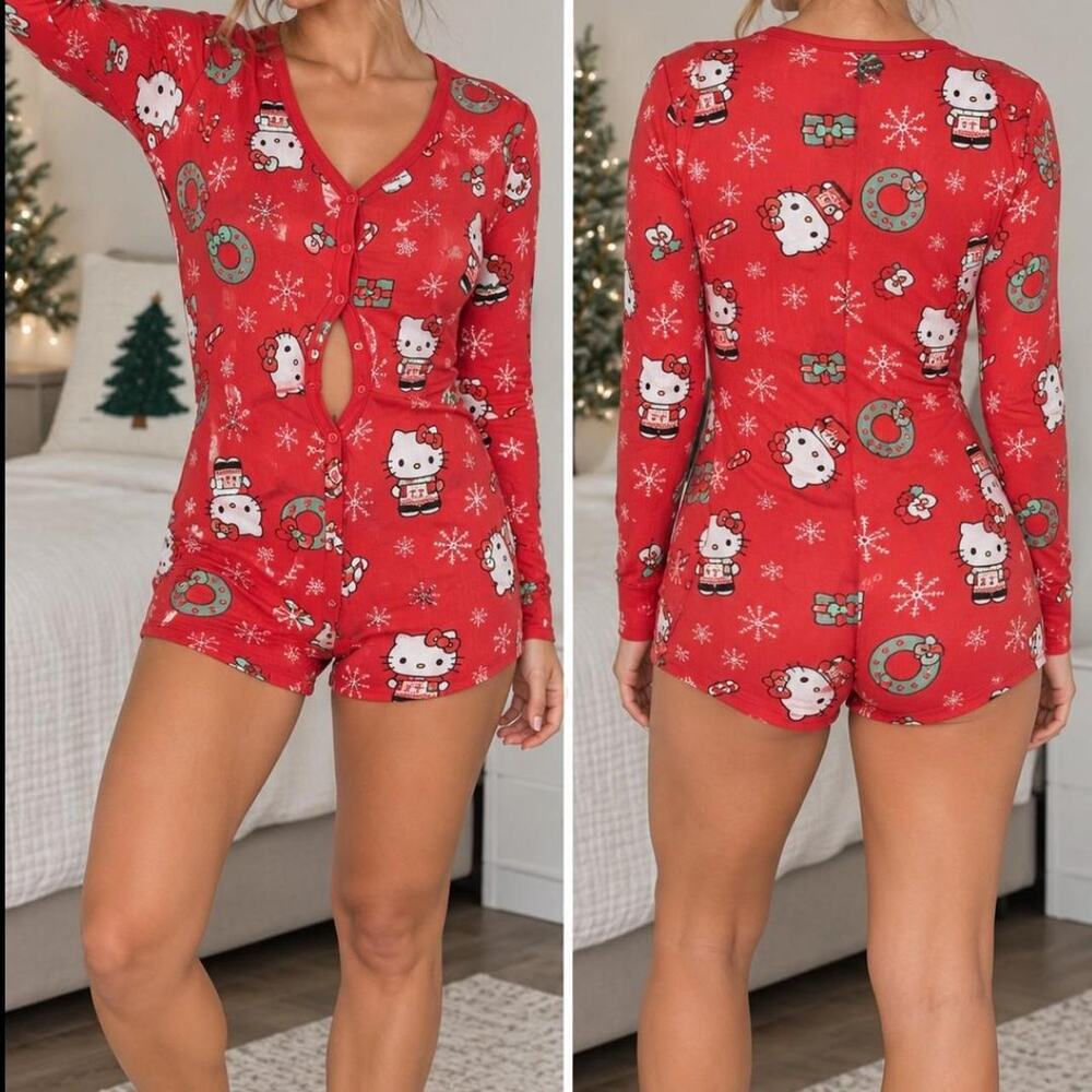 Hello kitty christmas pajama romper